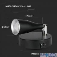 4.5W LED Единична Спот Лампа Неутрална Светлина Черна