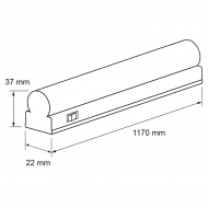 LED линейно осветително тяло Т5 с ключ, 14W, 4200К, 220-2240V AC, IP20, неутрална светлина